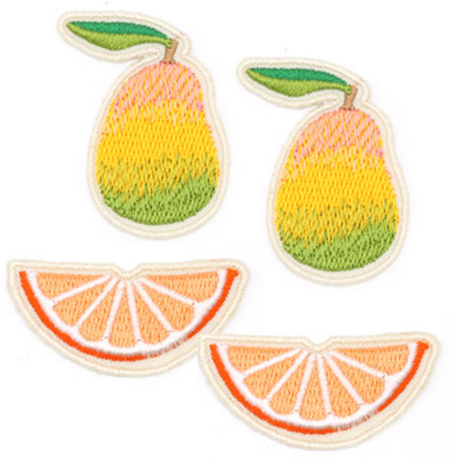 열접착식 과일 와펜 애플망고 2p + 자몽한조각 2p 세트, 옐로우그린(애플망고), 오렌지(자몽), 1세트