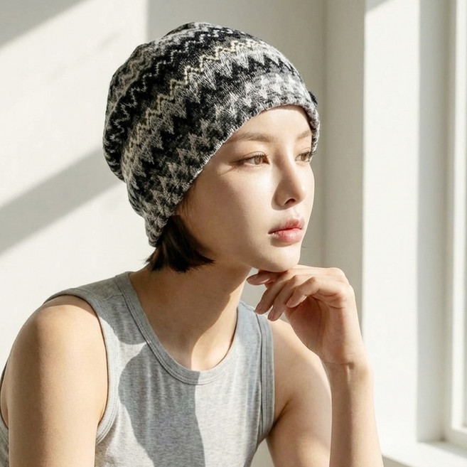 한스모자 여성용 두피보호 새치 가리는 비니