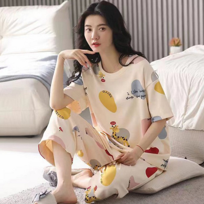 PEONIST 女性短袖睡衣兩件式套裝