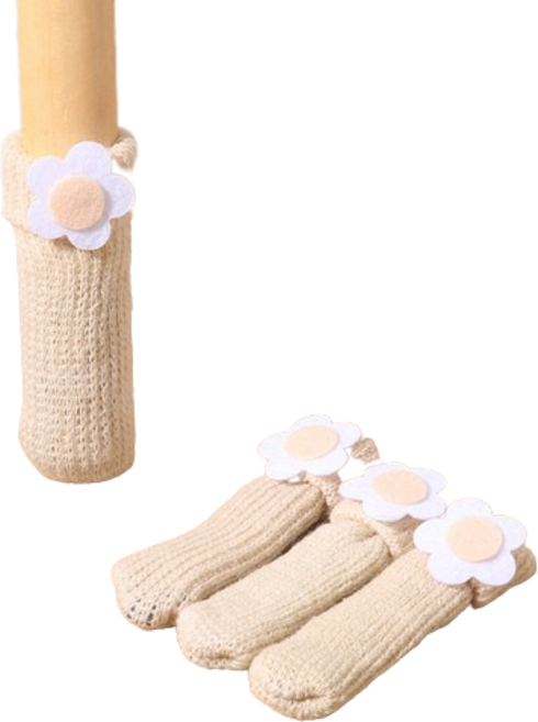 고민고밍 더블레이어 소음방지 커버 4p, 베이지 + 플라워, 4개