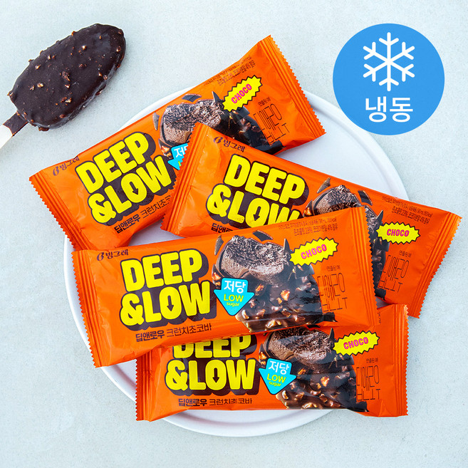딥앤로우 저당 크런치초코바 (냉동), 1개, 4개입, 90ml