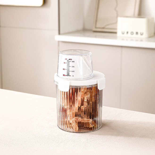 파스텔펫 다용도 계량 밀폐 사료 보관 용기, 투명, 1개, 800ml