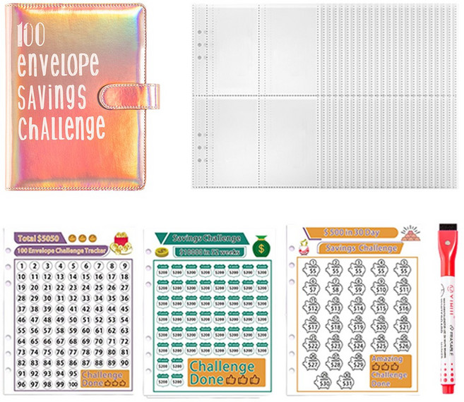 투데이리빙 현금 저축 챌린지 A5 다이어리 6공 CD_OST_AL07, 1개, 03 로즈(CD_OST_AL079P)
