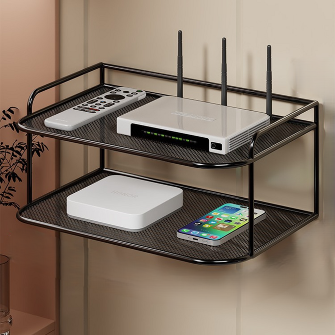 라라데이 심플 벽선반, 블랙, 2단