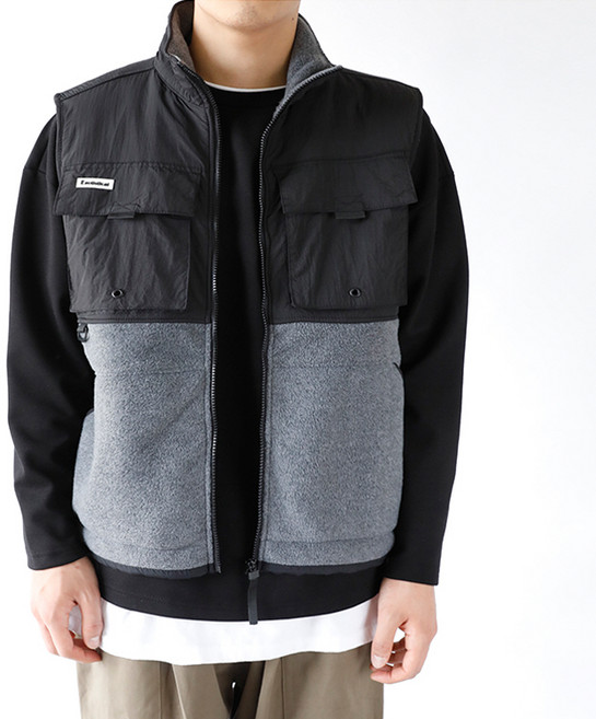 해리슨 남성용 미들 웨이트 플리스 오버핏 조끼 집업 WCJM203 WSP1445