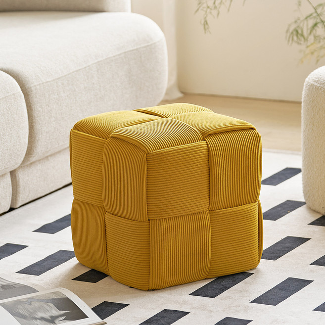 룸앤홈 본태 스툴, 옐로우, 1개