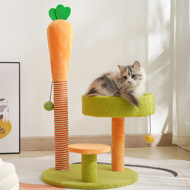 칠시 고양이 당근 캣타워 스크래쳐, 혼합색상, 1개