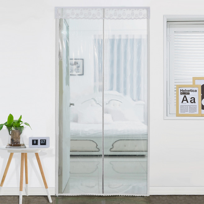 다샵 벨크로 부착형 방문 현관용 일체형 자석 방풍 바람막이 EVA 투명 화이트, 1개