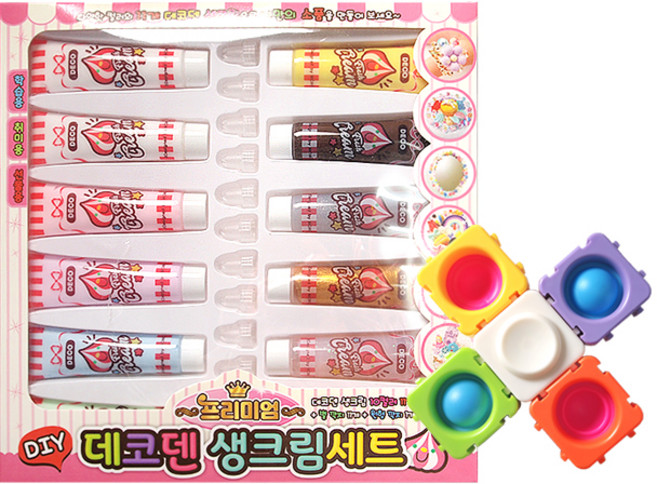 2Youngdesign Decoden 高級奶油膠套組 + 彩色POP積木, 隨機出貨, 1套