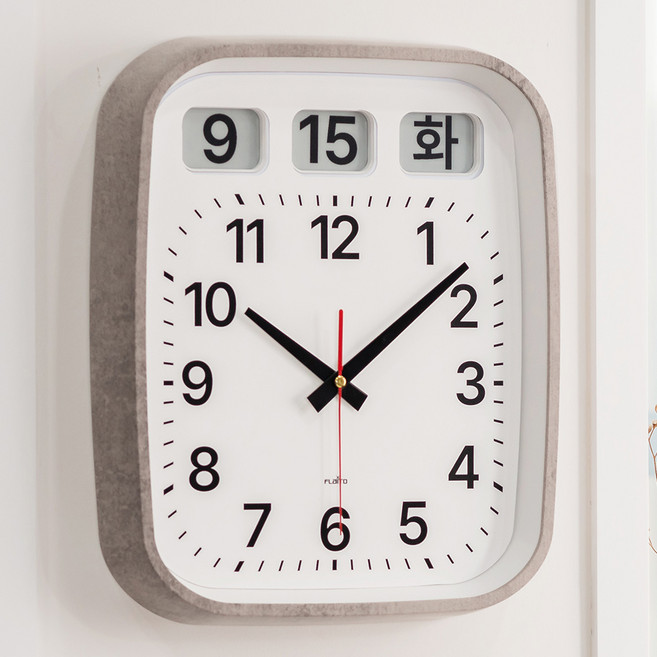 플라이토 이잉크 캘린더 플립 인테리어 무소음 벽시계, 마블