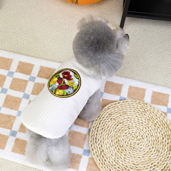 코코스튜디오 반려동물 한복 설날 추석 할매 코코궁중 털조끼, 1개, 아이보리