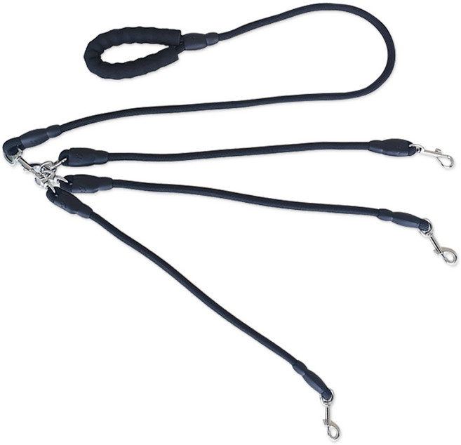 도그웨그 다견 중형견 멀티 로프 리드줄, 검은색, 1개