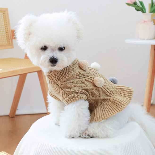 레드퍼피 반려동물 해피트리 밤송이 니트, 베이지, 1개