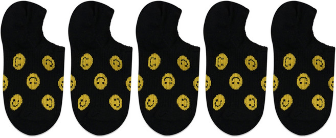 박군 여성용 학생 스마일 패턴 쫀쫀 덧신 5족