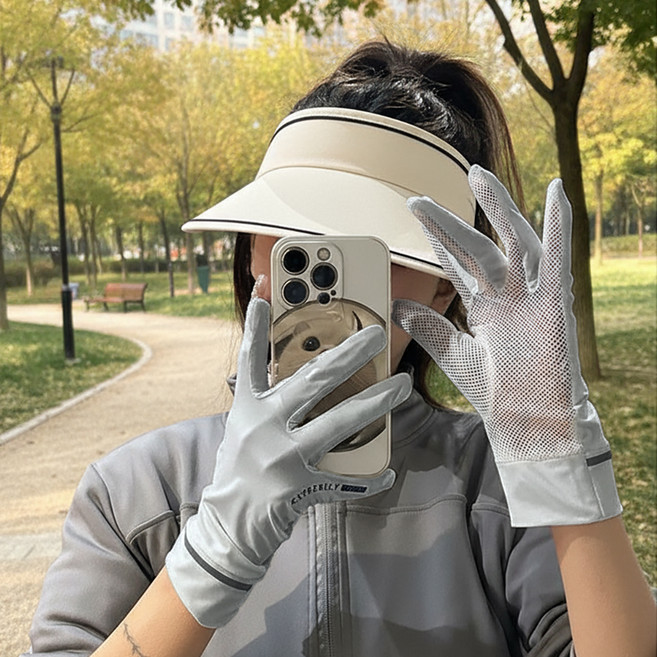 미다미 풀메쉬 햇빛차단 플립스타일 운전 등산 러닝 장갑 양손착용 세트 1614, 그레이, 1개