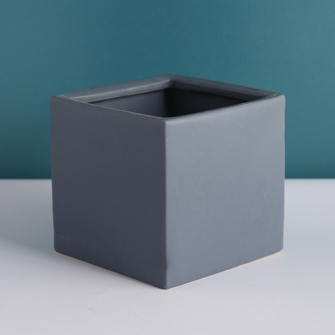 탑피아 북유럽 세라믹 사각 다육이 화분, 그레이, 1개