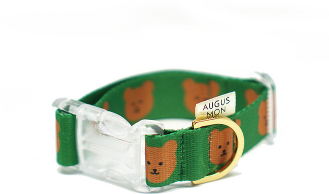 어거스몬 반려동물 심플 베어 목줄, 초록, 1개