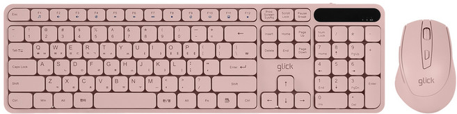 지클릭커 OFFICEPRO 사일런트 L 무소음 인체공학 무선 키보드 + 마우스 세트, 핑크, WMK70, 일반형