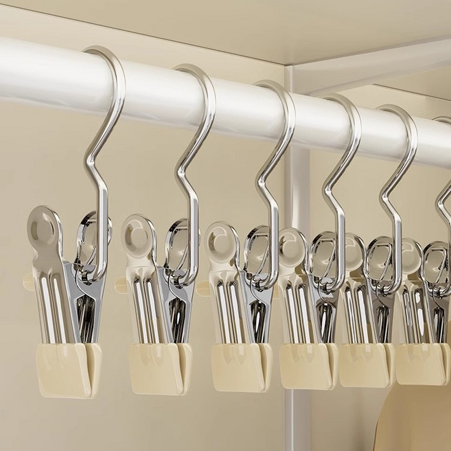 굿무드 만능 바지 집게걸이, 10개, 크림