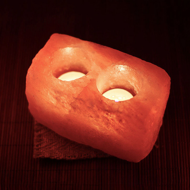 심플앤글로우 히말라야 수정 암염 감성 미니 캔들 홀더, 2구