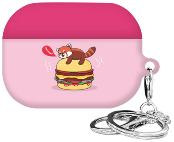 까미또 에어팟프로 하드 케이스 + 키링, 핑크 버거판다, 1개