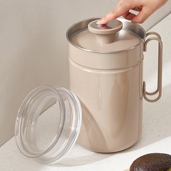 리본제이 이중 냄새 차단 진공 음식물 쓰레기통 2.8L, 베이지, 1개