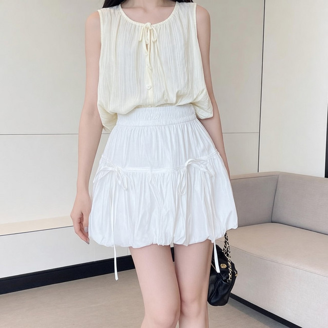 언헤브 여성용 벌룬 캉캉 스트링 미니 스커트