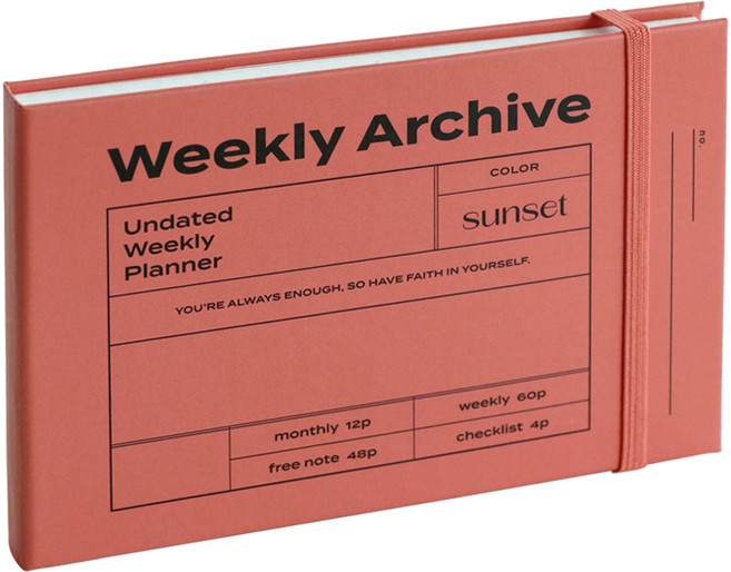 아이코닉 위클리 아카이브 플래너 6개월 만년형 다이어리, SUNSET, 1세트
