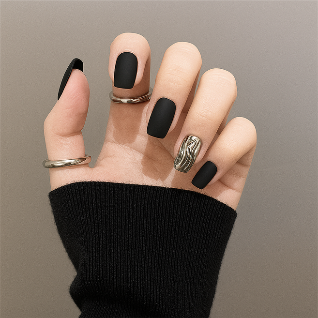 잇템샵 미러 네일 팁 셀프 네일아트 컬렉션, 무광블랙스미스, 1개