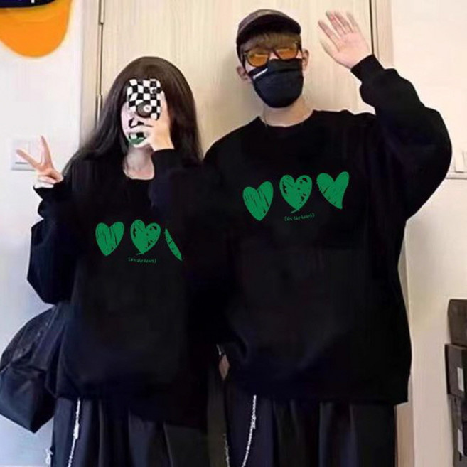 피어니스트 남녀공용 하트 커플룩 캐주얼 맨투맨