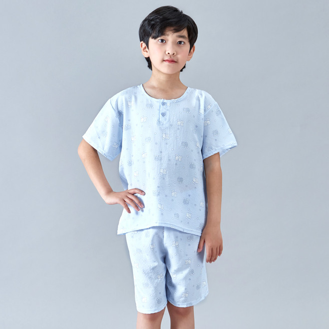 폭스클럽 아동용 하트냥 시어서커 반팔 잠옷 상하의 세트