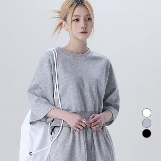 Awesomearound 女款素色休閒7分袖上衣