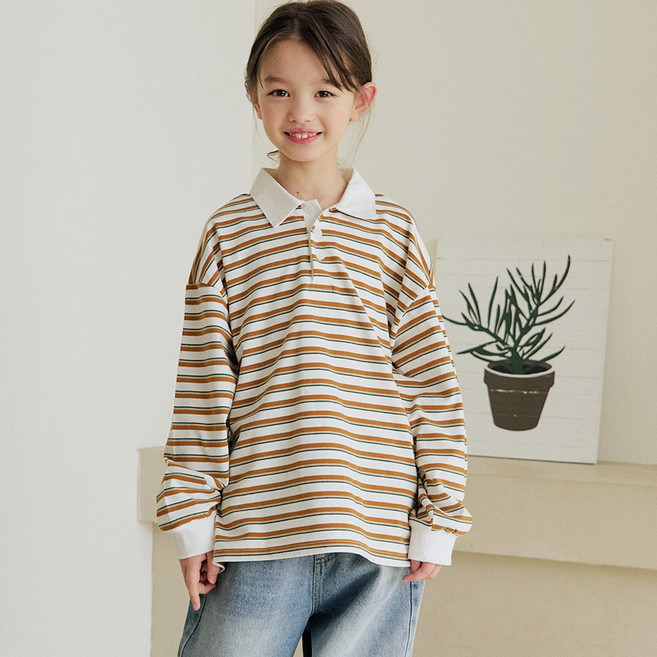 바브키즈 아동용 3색 럭비 카라 티셔츠