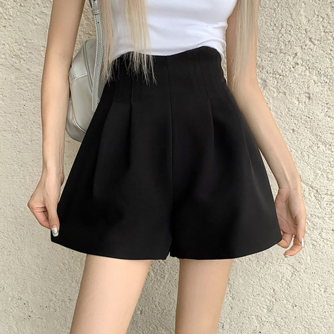 마켓에이 여성용 하이웨이스트 슬림 핀턱 반바지 P25SS3-A2030