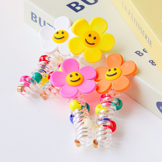 아기코끼리 해피 컬러 플라워 스프링 머리끈 4종 세트