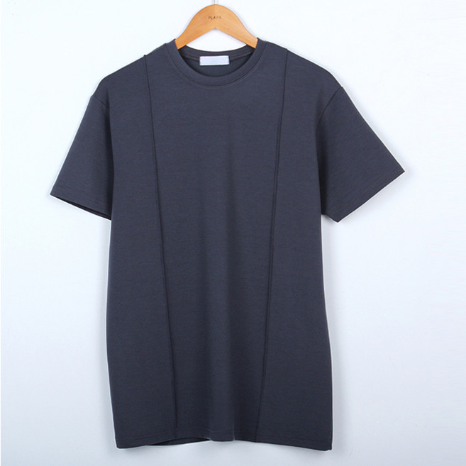 플레이즈 남성용 핀턱라인 라운드넥 실켓 반팔 티셔츠