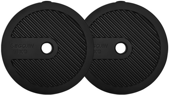 이고진 PE 코팅 바벨 원판, 10kg, 2개, 블랙