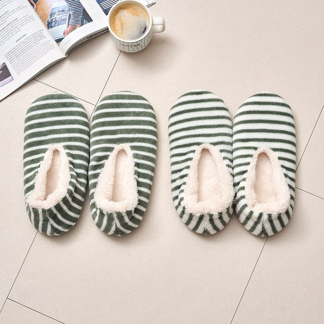 모던하우스 보드라운 플리스 스프라이프 룸슈즈 2종 세트, 그린, 1개