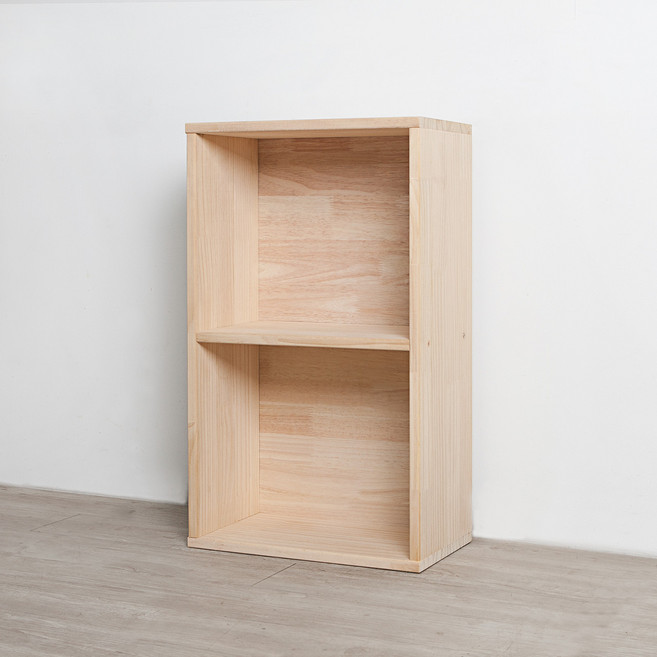 원목 소나무 공간 박스 책장, 2단