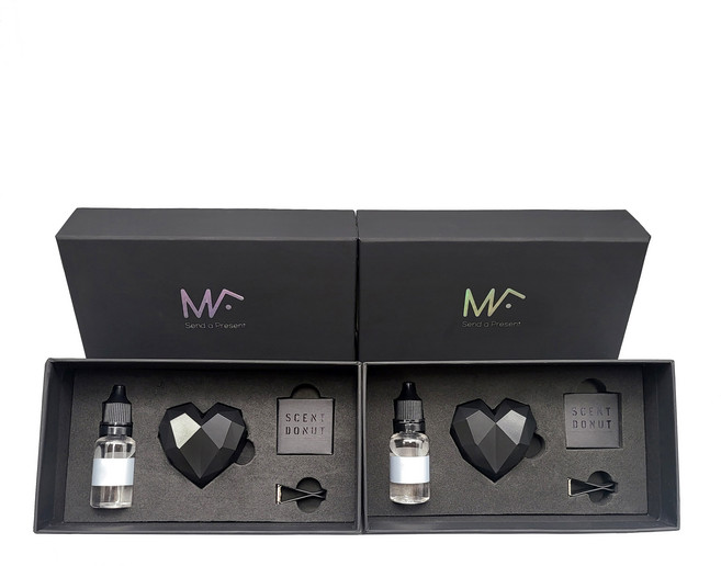 엠퓨처 차량용 하트 방향제 매트 블랙 2p + 오일 15ml x 2p + 3cm 클립 2p + 오일솜 2p, 1세트, 오일(주르데스메스)