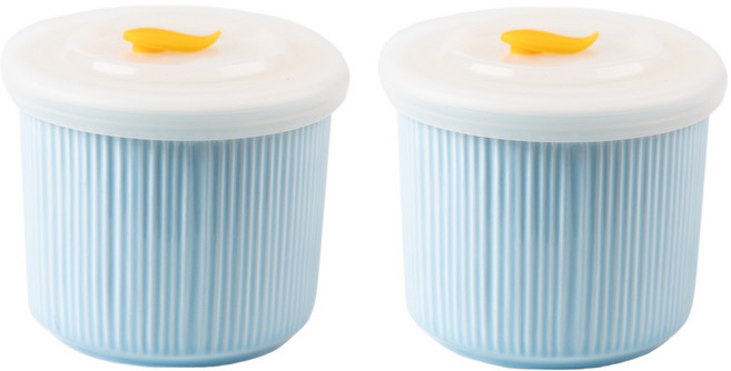 인콕 국내 제조 도자기 이유식 용기, 블루, 2개, 250ml