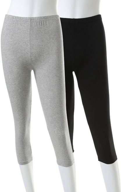 캐리루시 여성용 스판 7부 면 슬림속바지 레깅스 2종 세트