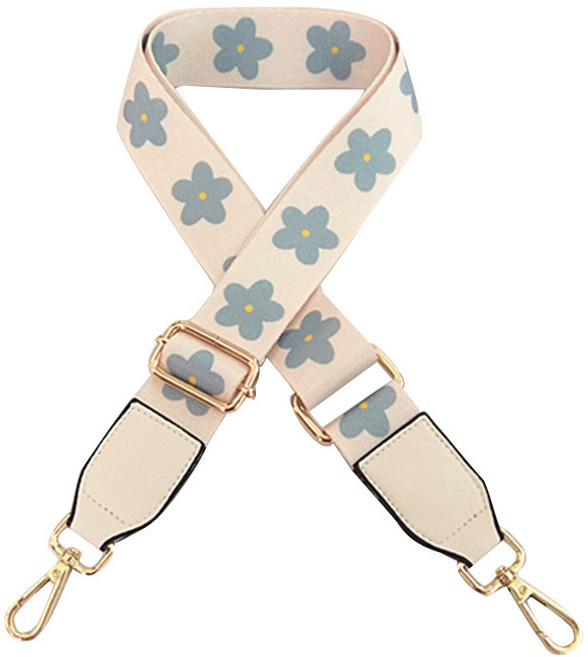 무다스 와이드 컬러 배색 플라워 패턴 가방 스트랩