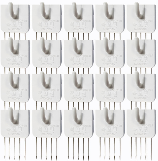 꼭꼬핀 파워 U자형 벽지핀, 화이트, 20개