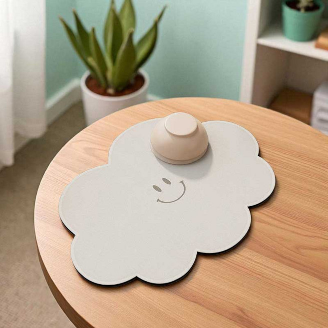 헬로젬 스마일 클라우드 규조토 테이블매트, 포그그레이, 1개, 40 x 30 cm