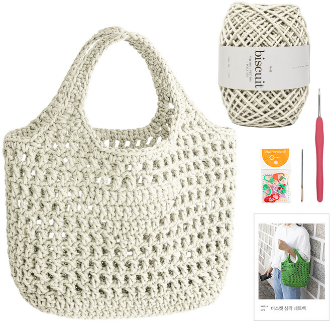 yarna 비스켓 삼각 네트백 세트, 1세트, 36 아이보리