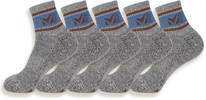 밀레 남성용 파일 쿠션 등산 양말 5족 세트 D, 그레이, 1세트