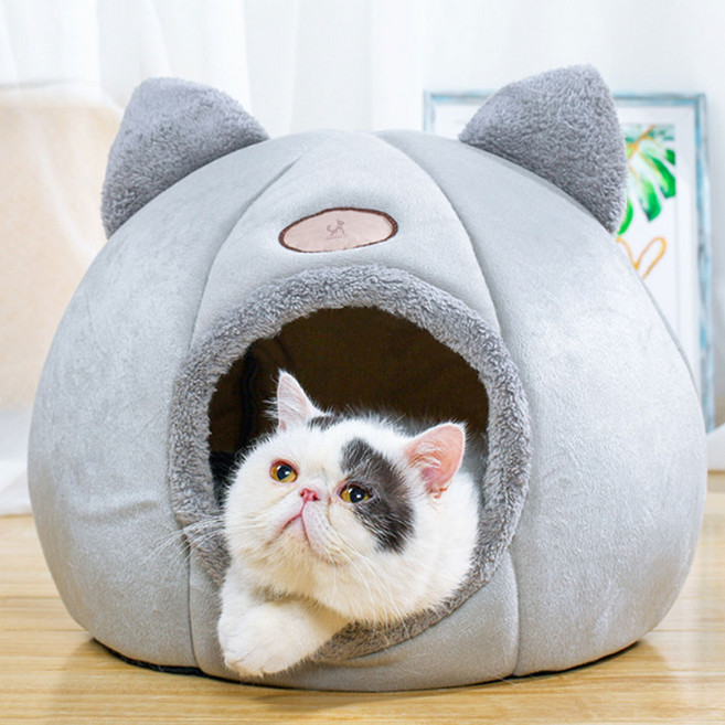 DING DONG PET 貓咪 胖胖貓 冬季躲貓貓屋 坐墊屋, 灰色, 1個