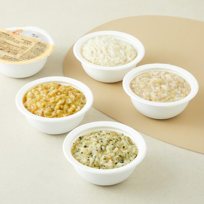 짱죽 중기 9개월 한우두부노른자죽 200g + 고구마치킨죽 200g + 전복영양죽 200g + 한우스윗펌킨죽 200g 이유식 죽2 E세트, 1세트