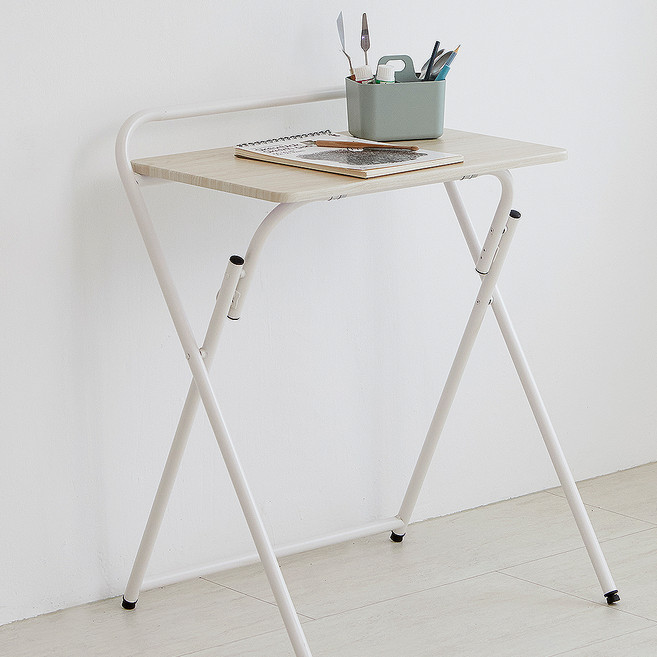 트레벨 폴더블 접이식 책상 1단, 아이보리 + 오크
